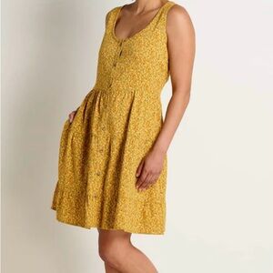 Toad & Co. Manzana Tiered Sleeveless Dress Yellow Floral XS